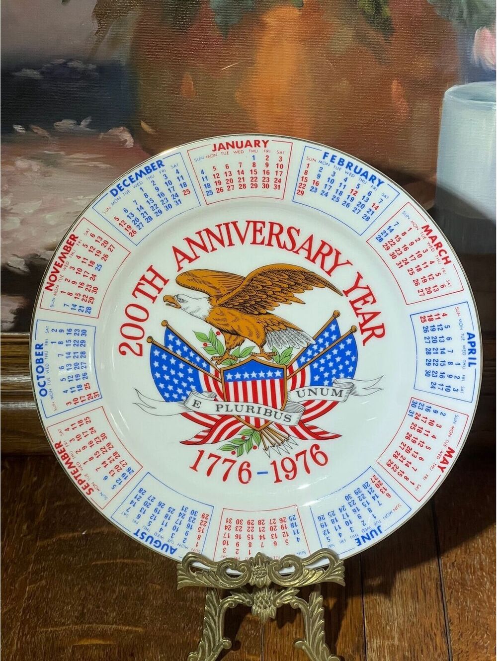 Calendar plate commemorating the 1976 United States Bicentennial Made in Japan